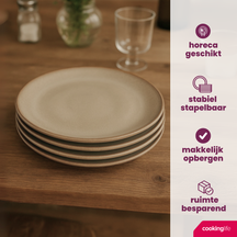 Cookinglife Serviesset Sabi Beige 18-delig / 6 personer - 6 middagstallerkener, 6 morgenmadstallerkener og 6 skåle