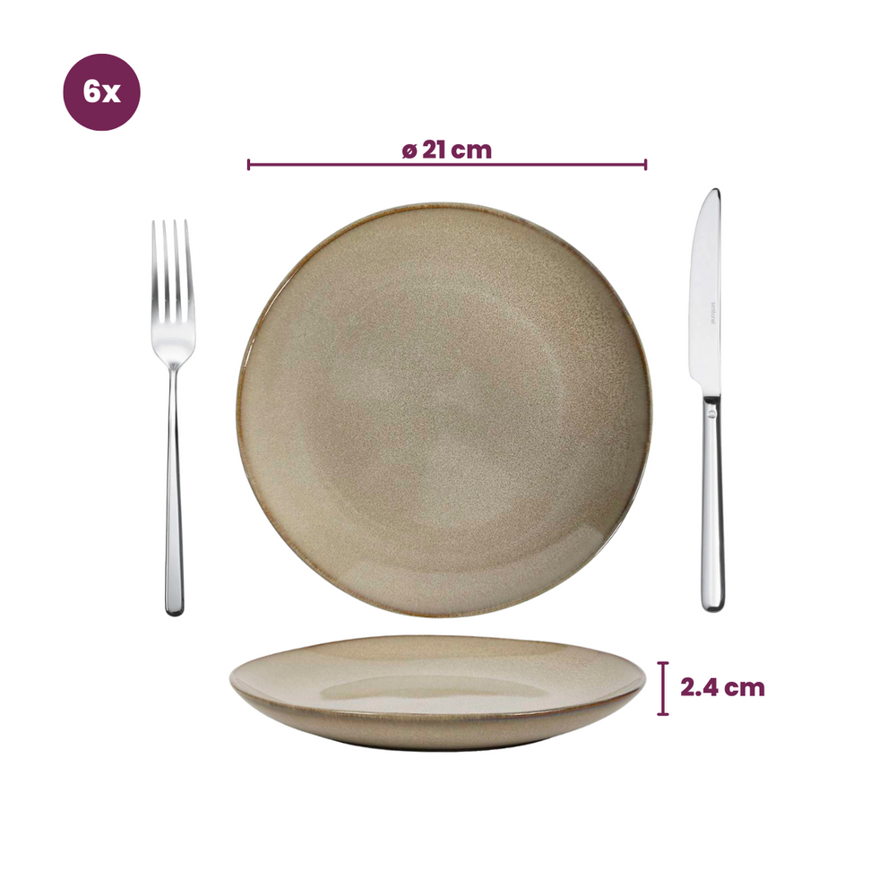 Cookinglife Serviesset Sabi Beige 18-delig / 6 personer - 6 middagstallerkener, 6 morgenmadstallerkener og 6 skåle