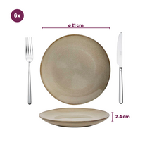 Cookinglife Serviesset Sabi Beige 18-delig / 6 personer - 6 middagstallerkener, 6 morgenmadstallerkener og 6 skåle