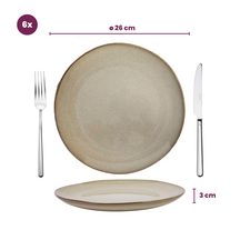 Cookinglife Serviesset Sabi Beige 18-delig / 6 personer - 6 middagstallerkener, 6 morgenmadstallerkener og 6 skåle