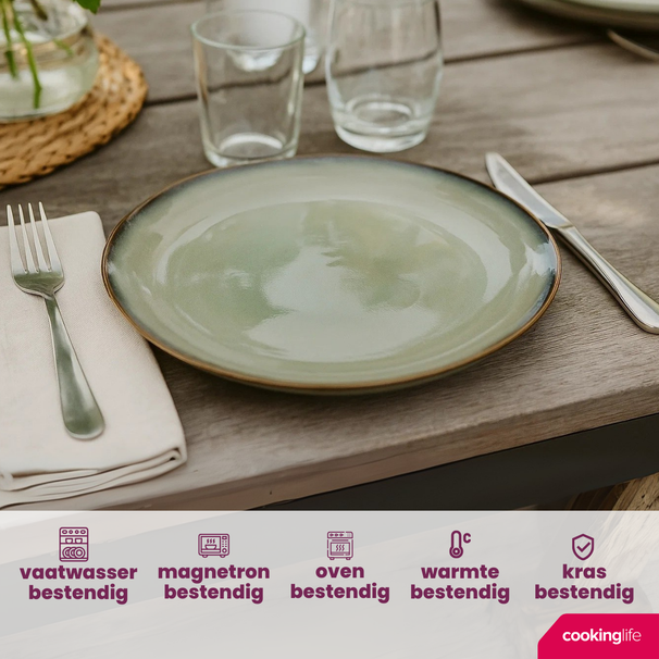 Cookinglife Dinerborden Sabi Grøn ø 26 cm - 6 Stykker
