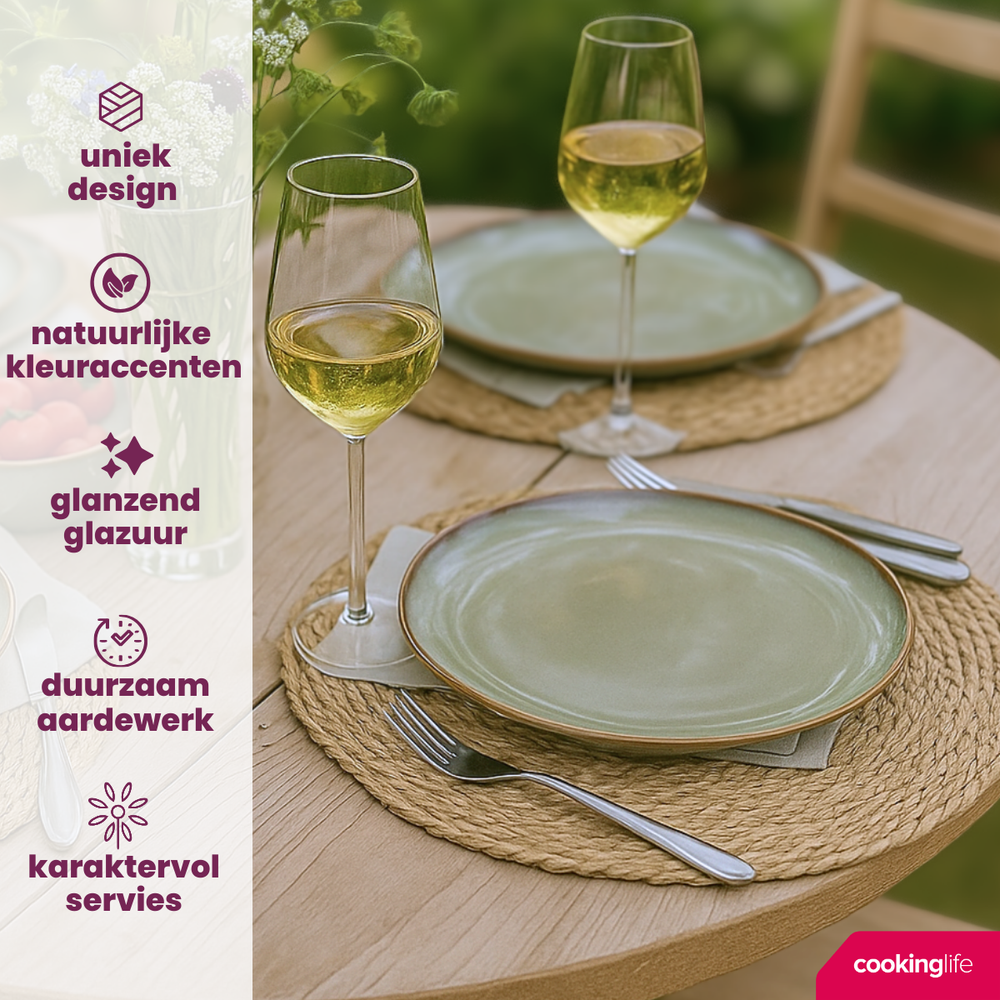 Cookinglife Dinerborden Sabi Grøn ø 26 cm - 6 Stykker