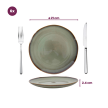 Cookinglife Serviesset Sabi Grøn 18-delig / 6 personer - 6 middagstallerkener, 6 morgenmadstallerkener og 6 skåle