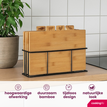 Cookinglife Snijplankenset Bamboe med houder 5-delig