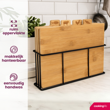 Cookinglife Snijplankenset Bamboe med houder 5-delig