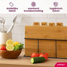 Cookinglife Snijplankenset Bamboe med houder 5-delig
