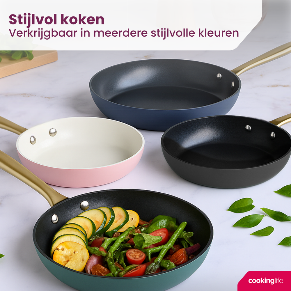 Cookinglife Stegepande sæt Style - ø 24+ 28 cm - Grøn - PFAS fri