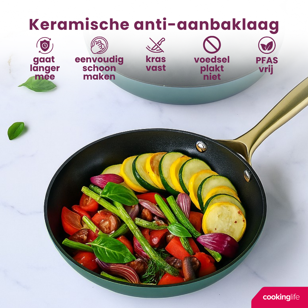 Cookinglife Stegepande sæt Style - ø 24+ 28 cm - Grøn - PFAS fri