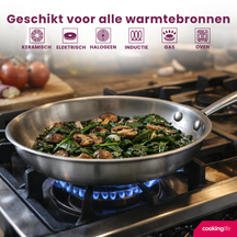 Cookinglife Stegepande Superior Triply RVS ø 24 cm - egnet til alle varmekilder - uden non-stick belægning