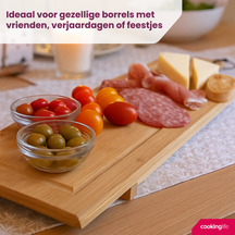 Cookinglife Serveerplank / Tapasplank på ben - XL - Bamboe - 88 x 26 cm