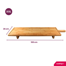 Cookinglife Serveringsbræt / Tapasbræt på ben - XXL - Bamboe - 100 x 26 cm