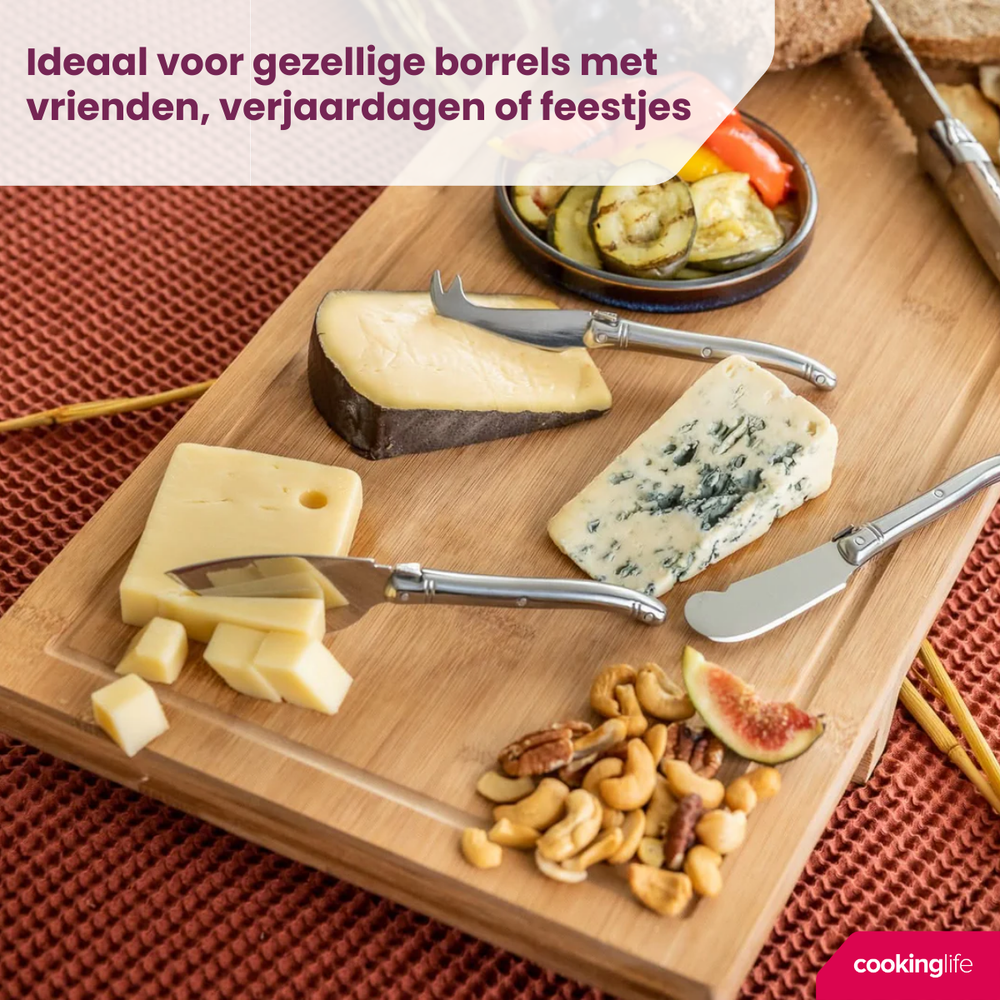 Cookinglife Serveringsbræt / Tapasbræt på ben - XXL - Bamboe - 100 x 26 cm