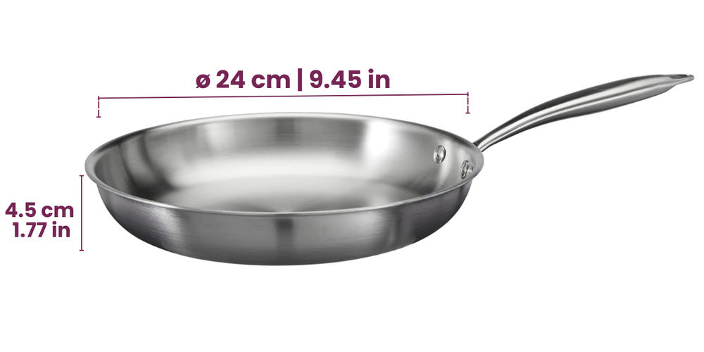 Cookinglife Stegepande Superior Triply RVS ø 24 cm - egnet til alle varmekilder - uden non-stick belægning