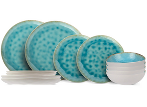 Cosy & Trendy Serviesset Laguna Azzurro 12-delig / 4 personer - 4 dinerborde, 4 morgenborde og 4 skåle