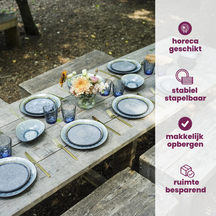 Cosy & Trendy Serviesset Organic Laguna Blue Grey 24-delig / 6 personer - 6 dinerborden, 6 bekers, 6 ontbijtborden og 6 dybe boller