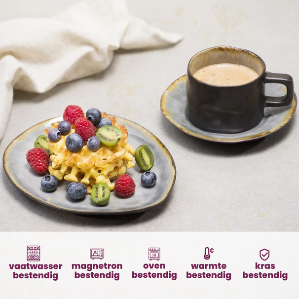 Cosy & Trendy Morgenmadstallerkener / Desserttallerkener Organic - Laguna Blue Grey - 20 x 16 cm - 4 Styk