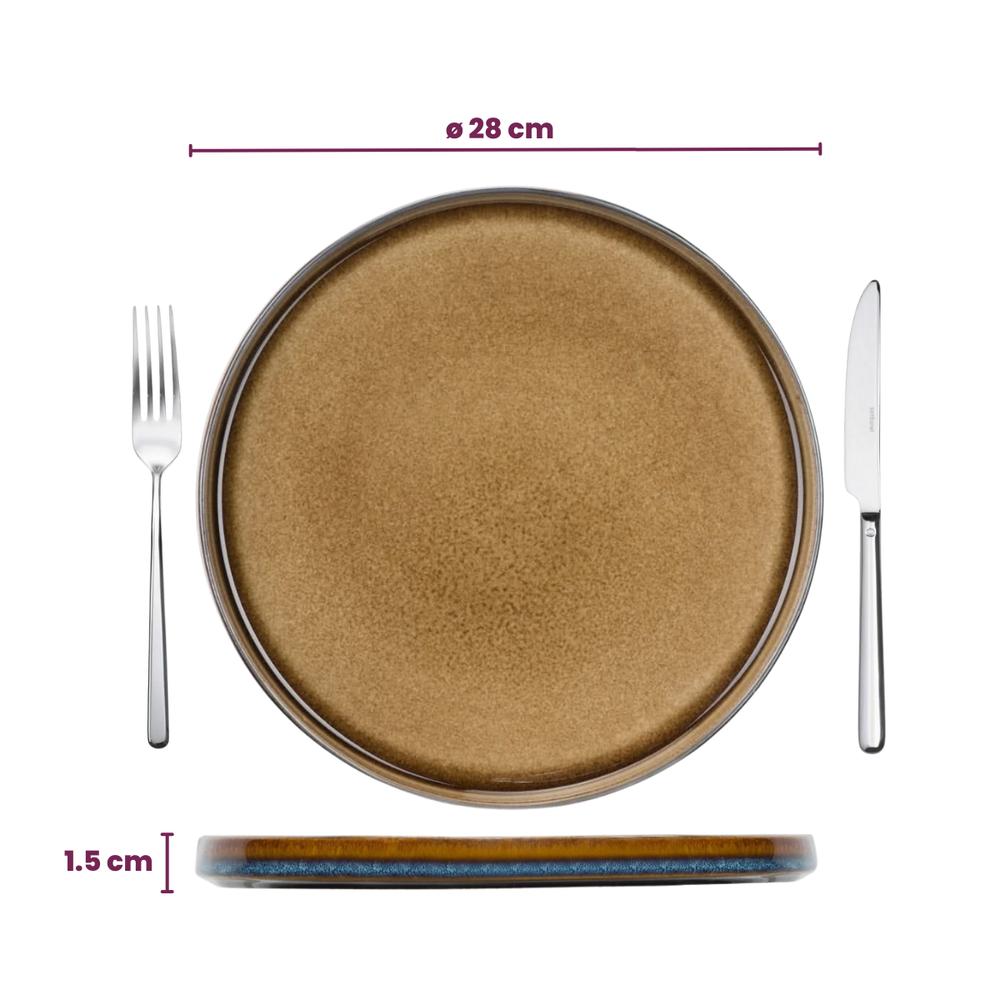 Cosy & Trendy Serviesset Quintana Amber 18-delig / 6 personer - 6 dinerborde, 6 dybe bunde og 6 morgenborde