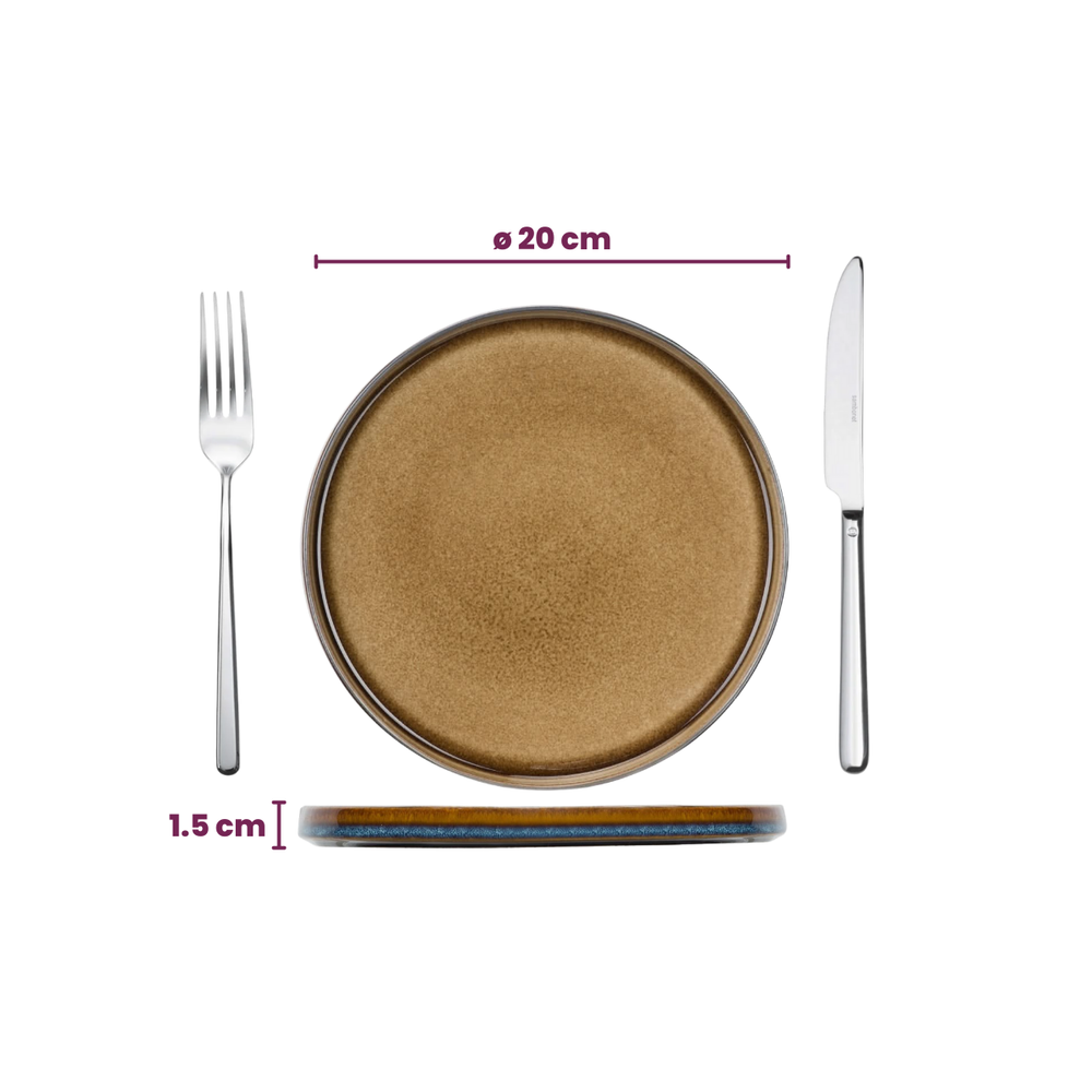 Cosy & Trendy Serviesset Quintana Amber 18-delig / 6 personer - 6 dinerborde, 6 dybe bunde og 6 morgenborde