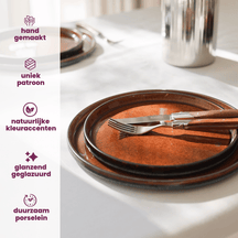 Cosy & Trendy Serviesset Quintana Amber 18-delig / 6 personer - 6 dinerborde, 6 dybe bunde og 6 morgenborde