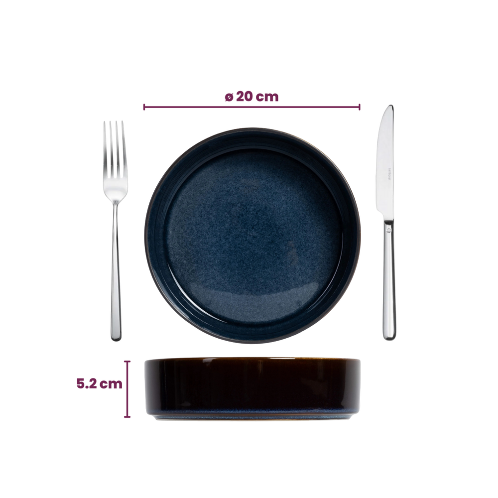 Cosy & Trendy Serviesset Quintana Blue 18-delig / 6 personer - 6 dinerborde, 6 dybe bunde og 6 morgenborde
