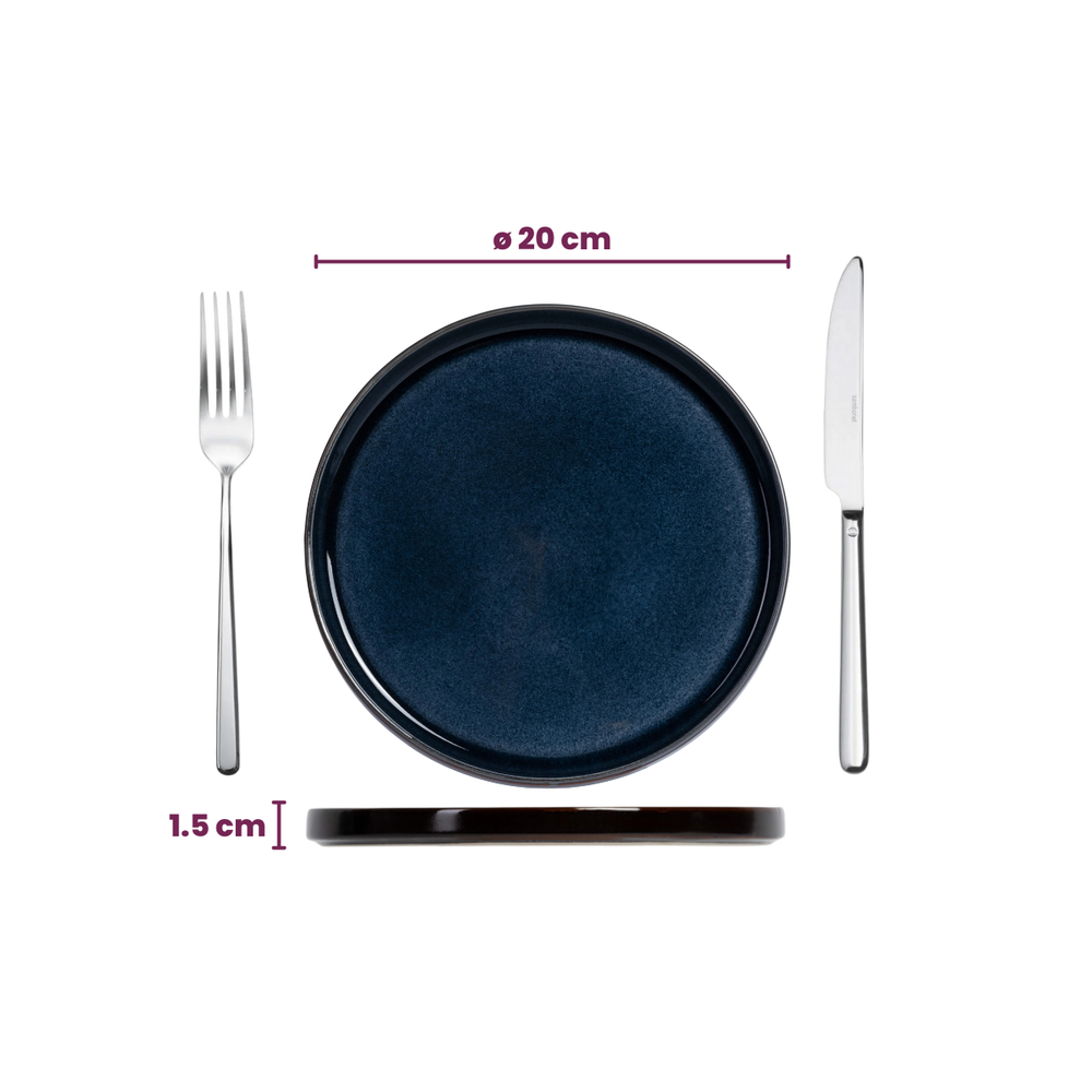 Cosy & Trendy Serviesset Quintana Blue 18-delig / 6 personer - 6 dinerborde, 6 dybe bunde og 6 morgenborde