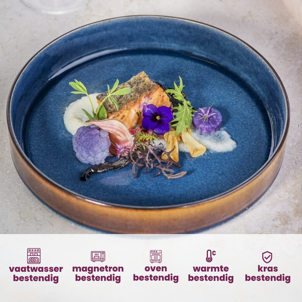 Cosy & Trendy Serviesset Quintana Blue 18-delig / 6 personer - 6 dinerborde, 6 dybe bunde og 6 morgenborde