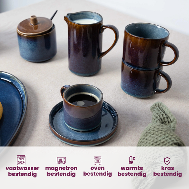 Cosy & Trendy Mok Quintana Blue - 450 ml - 4 Stuks