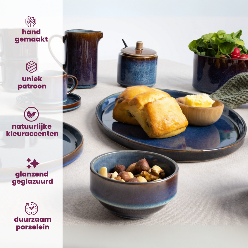 Cosy & Trendy Morgenmadstallerkener / Desserttallerkener - Quintana Blue ø 22 cm - 4 Styk