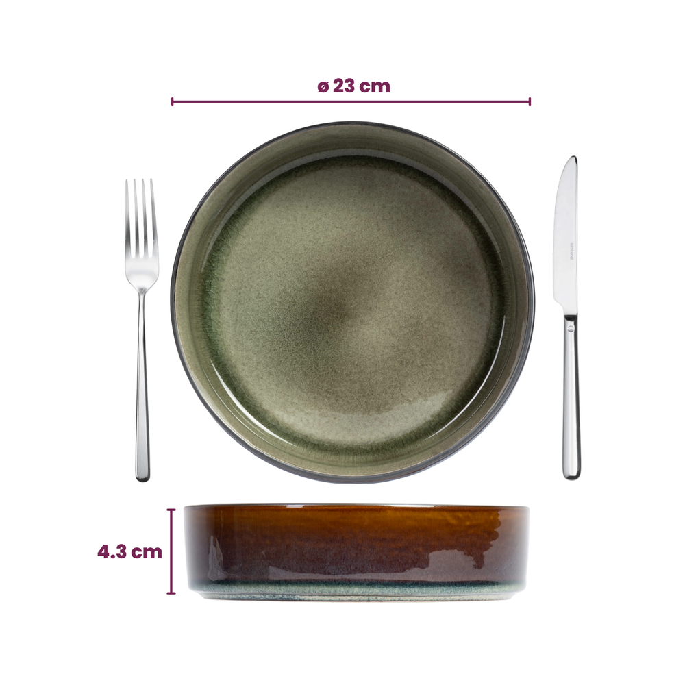Cosy & Trendy Dybe Tallerkener / Pastatallerkener - Quintana Green ø 23 cm / H 4.3 cm - 4 Styk