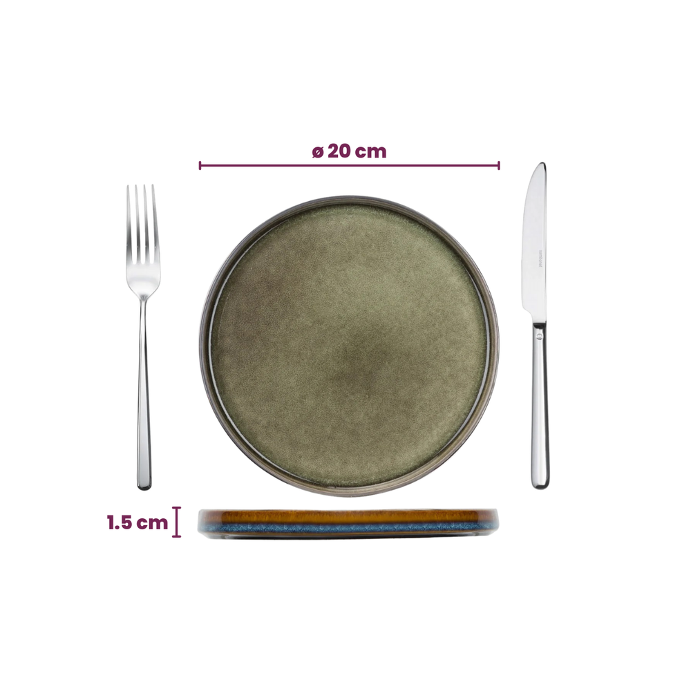 Cosy & Trendy Serviesset Quintana Green 18-delig / 6 personer - 6 dinerborde, 6 dybe bunde og 6 morgenbunde