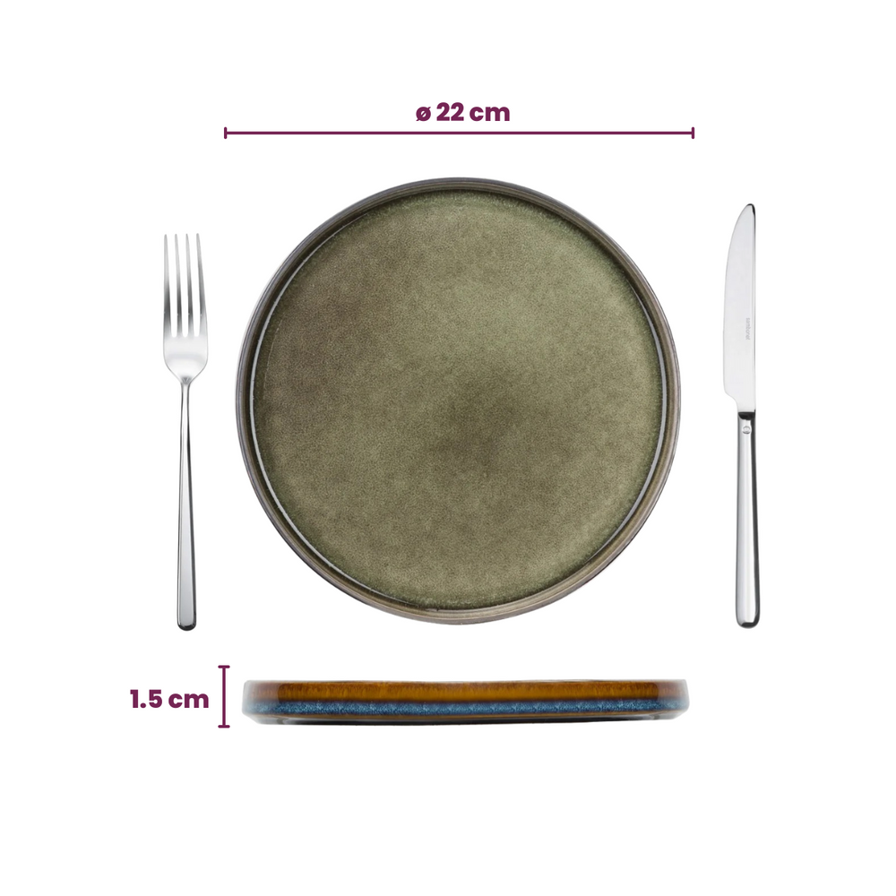 Cosy & Trendy Morgenmadstallerkener / Desserttallerkener - Quintana Green ø 22 cm - 4 Styk