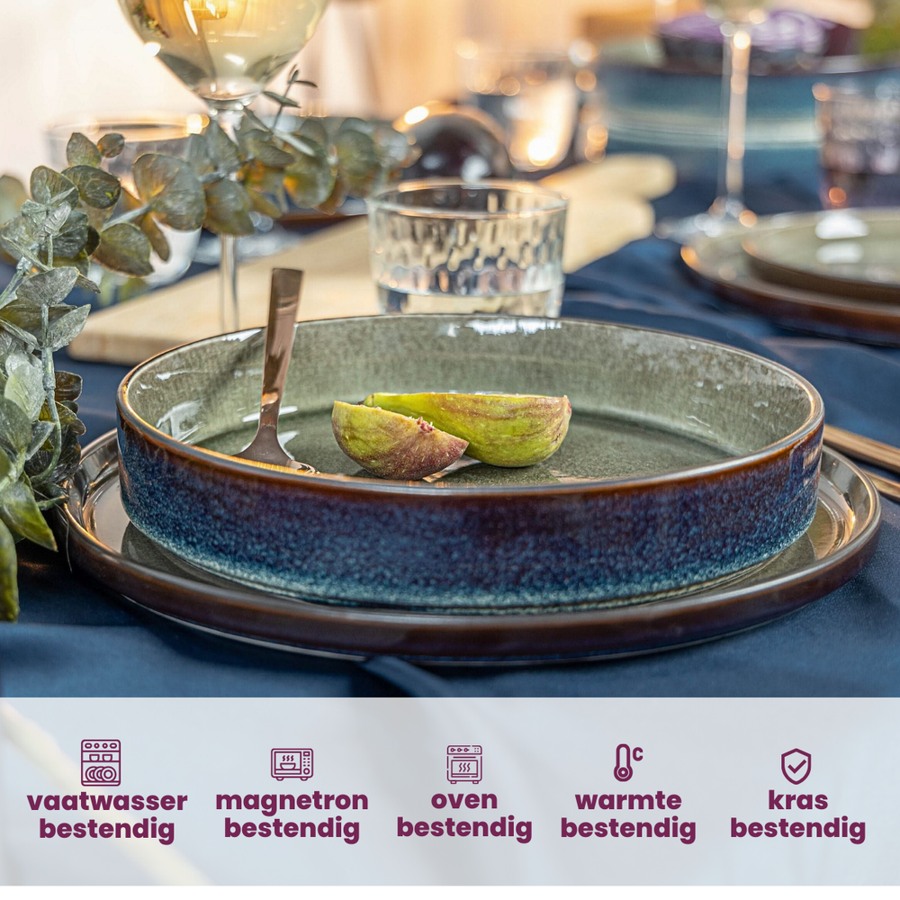 Cosy & Trendy Dybe Tallerkener / Pastatallerkener - Quintana Green ø 20 cm / H 5.2 cm - 4 Styk