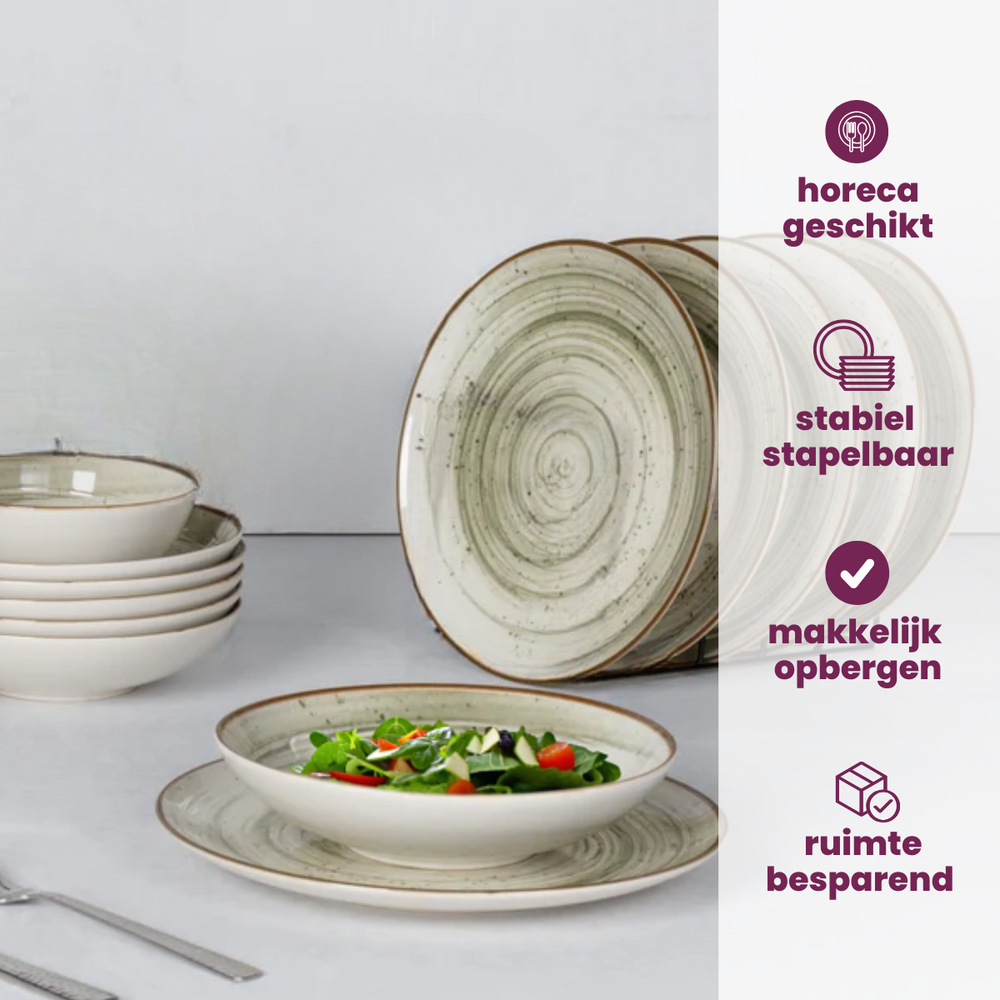 Cosy & Trendy Morgenmadstallerkener / Desserttallerkener - Sintra Ivy Green ø 20 cm - 4 Styk