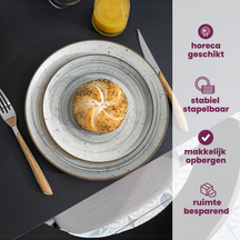 Cosy & Trendy Serviesset Sintra Dusty Blue 16-delig / 4 personer - 4 dinerborden, 4 ontbijtborden, 4 diepe borden og 4 skåle