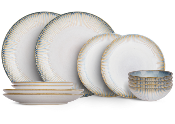 Cosy & Trendy Serviesset Listra Ocean 12-delig / 4 Personen - 4 dinerborden, 4 ontbijtborden og 4 skåle