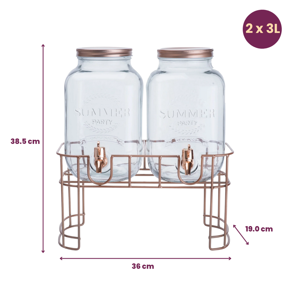 Cosy & Trendy Drankdispenser med holder - Kobber - 2 x 3 liter