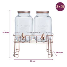 Cosy & Trendy Drankdispenser med holder - Kobber - 2 x 3 liter