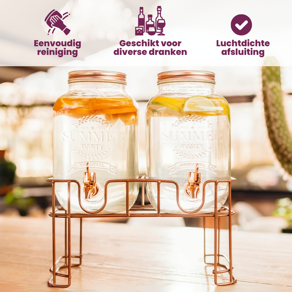 Cosy & Trendy Drankdispenser med holder - Kobber - 2 x 3 liter