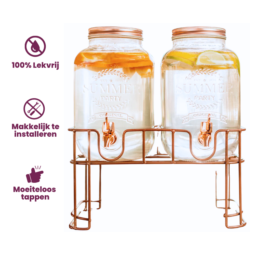 Cosy & Trendy Drankdispenser med holder - Kobber - 2 x 3 liter