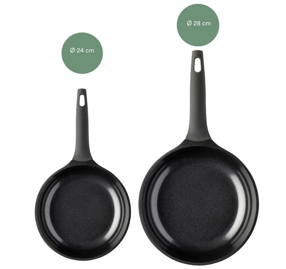 Sola Stegepandssæt Ceramic Deluxe 2-Delt ø 24 & 28 cm - keramisk non-stick belægning