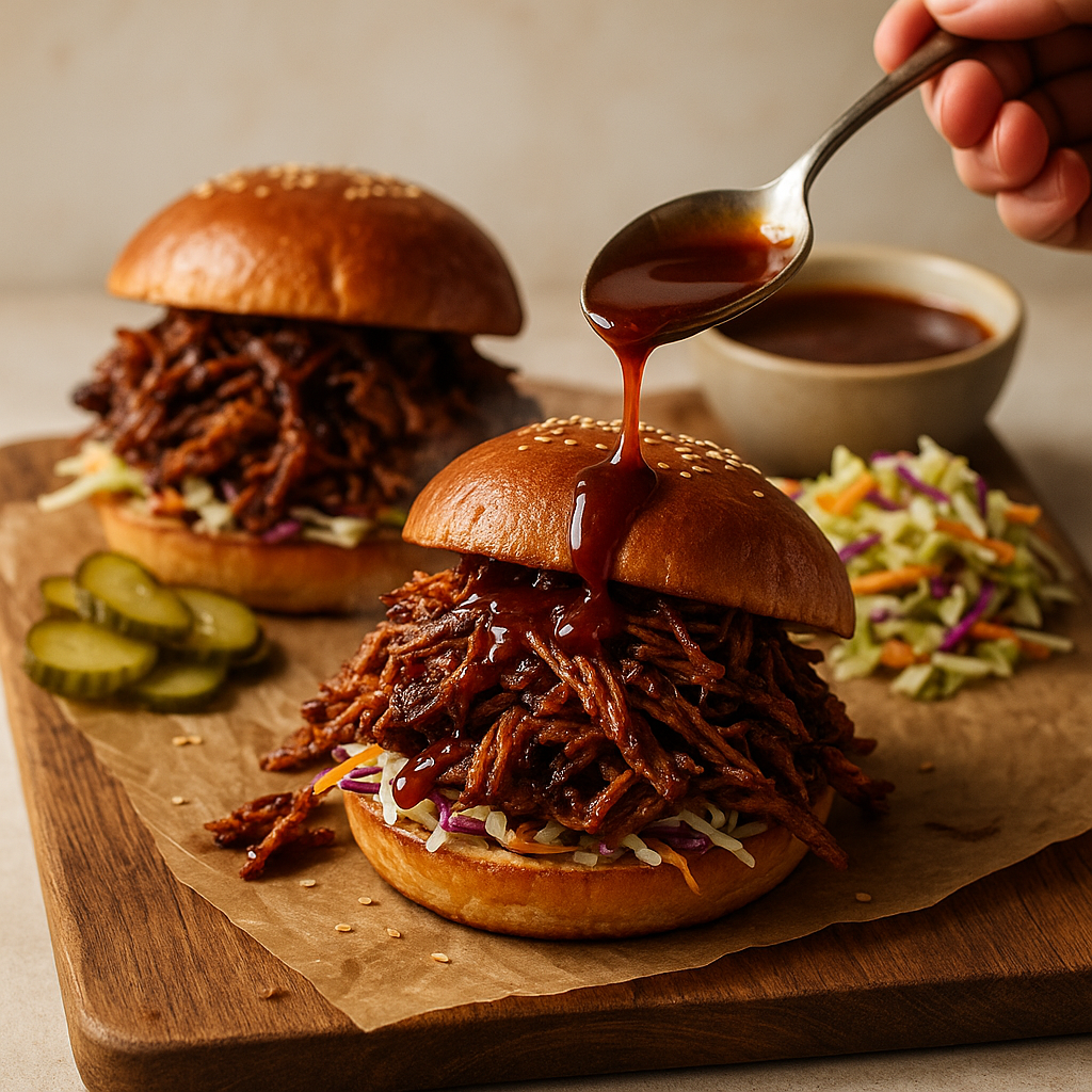 Silkeblød, saftig pulled pork med en let røget bark og frisk æbletwist. Perfekt på bløde boller med coleslaw eller som taco-fyld. Fungerer på smoker/BBQ eller i ovnen (med slowcooker-mulighed).