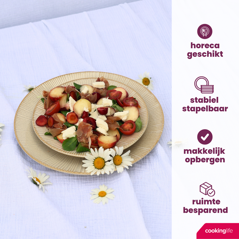 Cookinglife Morgenmadstallerkener / Desserttallerkener Coastal Lines Ocean Beige ø 21 cm - 6 Styk