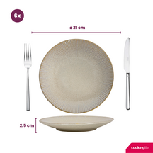 Cookinglife Morgenmadstallerkener / Desserttallerkener Coastal Lines Ocean Beige ø 21 cm - 6 Styk