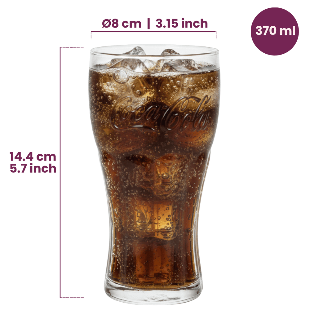 Coca Cola Glaser - Longdrinkglas - Sodavandglas - Classic - 370 ml - 4 Styk