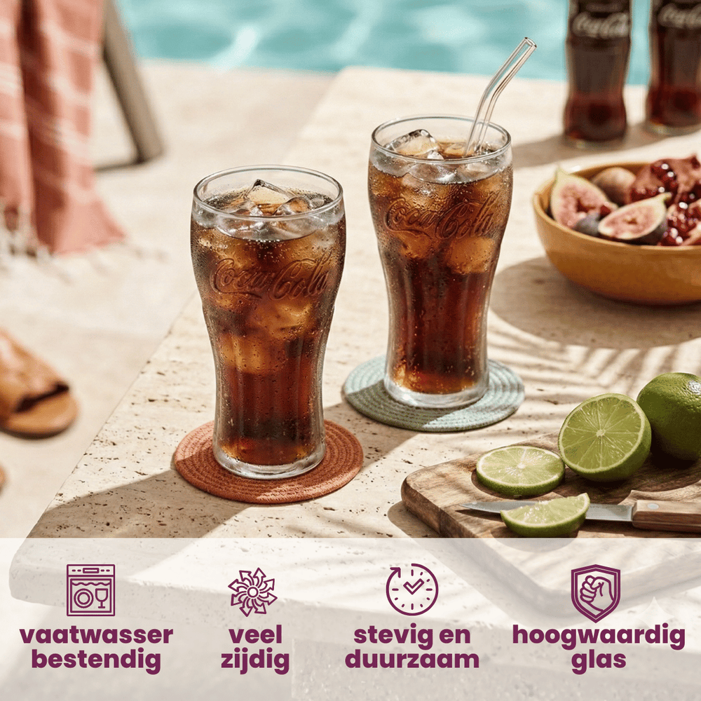 Coca Cola Glaser - Longdrinkglas - Sodavandglas - Classic - 370 ml - 4 Styk