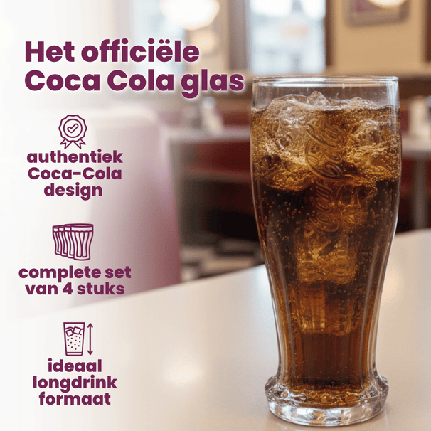 Coca Cola Glas - Longdrinkglas - Sodavandglas - Crown Cap - 350 ml - 4 stk.