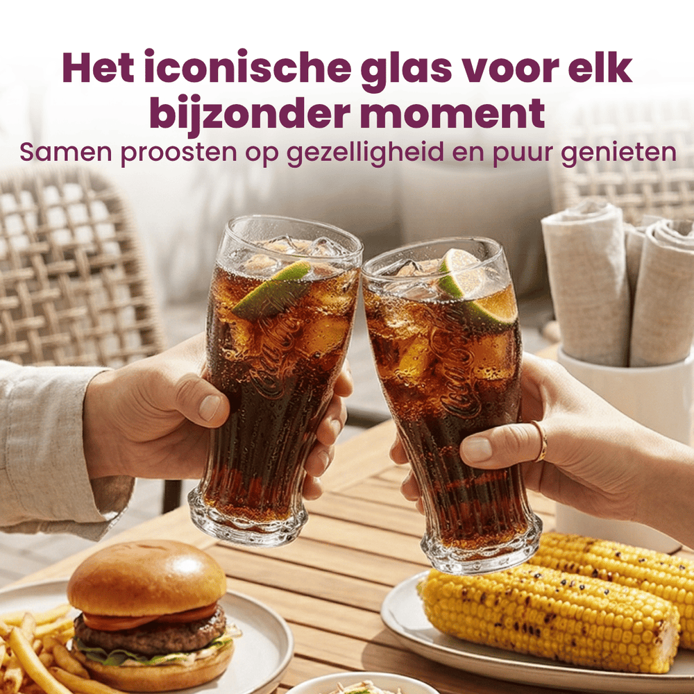 Coca Cola Glas - Longdrinkglas - Sodavandglas - Crown Cap - 350 ml - 4 stk.