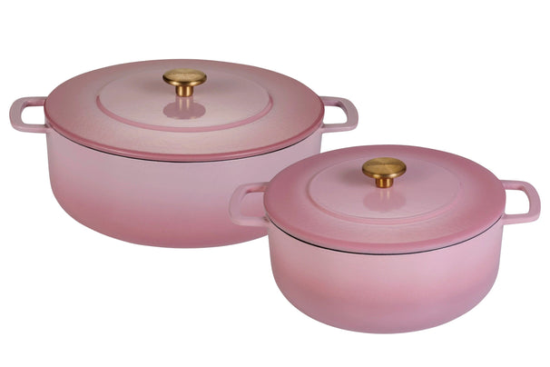Combekk Stegegrydesæt Støbejern Pink 2-delt - ø 24 & 28 cm