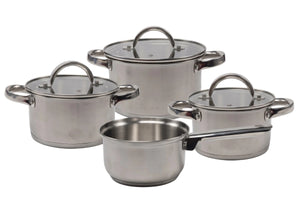 Cooking Pandesæt 4-delt Rustfrit Stål - Kogepande ø 16, 18, 20 cm & Kasserolle ø 16 cm - egnet til alle varmekilder