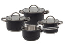 Cooking Pandesæt Sort 4-delt Rustfrit Stål - Kogepande ø 16, 18, 20 cm & Stegepande ø 16 cm - egnet til alle varmekilder
